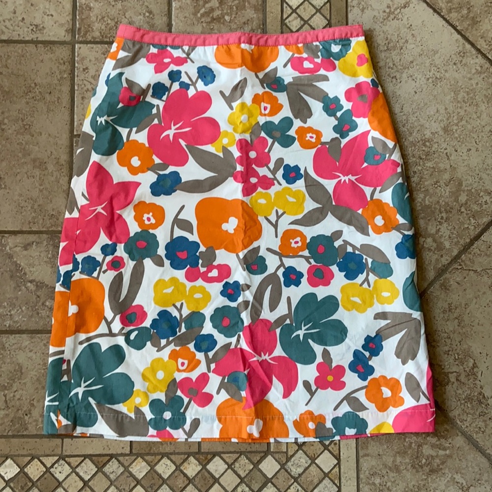 Boden a-line floral skirt, size 8 long/tall